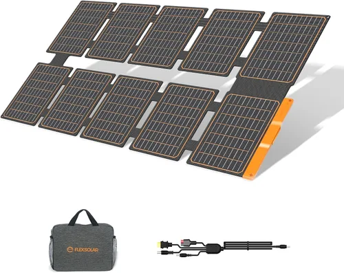 Vista 8 de FlexSolar Kit de cargador de panel solar de 20 W y 12 V con controlador de carga integrado, cargador de batería solar impermeable portátil, enchufe