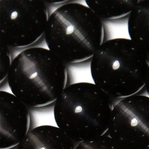 Vista 3 de Cuentas de Ojo de Gato Negro, Redondas de 6 mm, Piedras Preciosas Semipreciosas Sueltas para Fabricación de Joyas (63-66 piezas/cadena)