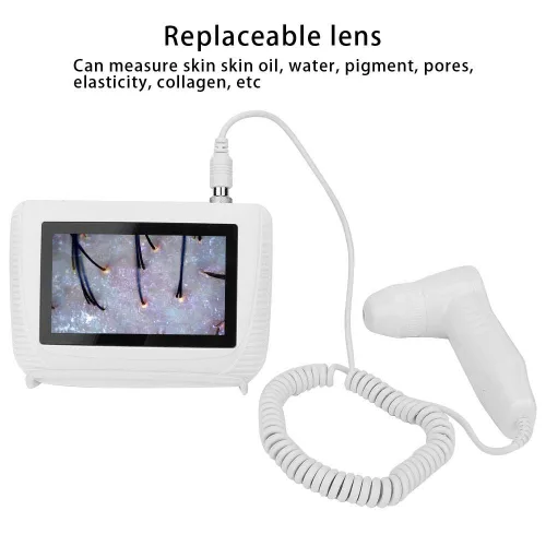 Vista 4 de Dioche Máquina del analizador del pelo del diagnóstico de la piel, 5 pulgadas HD LCD Pantalla Digital Detector de piel recargable del cuero
