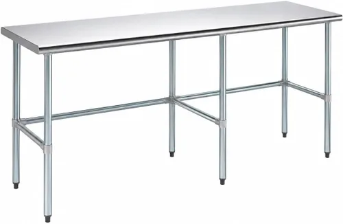 Vista 37 de AmGood Mesa de trabajo de acero inoxidable con base abierta, banco de trabajo de metal
