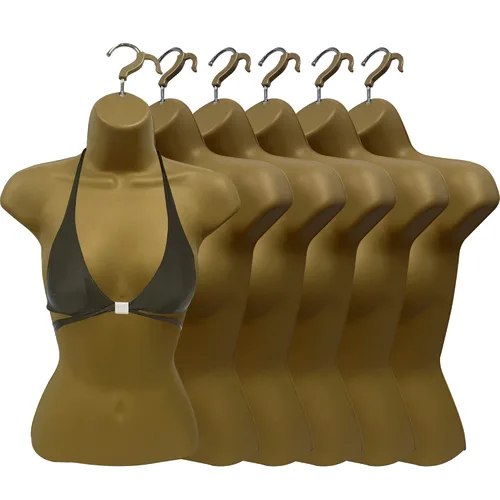 Vista 17 de Maniquí femenino con espalda hueca y cuerpo apilable con ganchos para colgar para exhibición de camisetas, encimera, ferias de manualidades, fotos