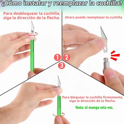 Vista 6 de Kit de herramientas de deshierbe de vinilo para aplicación de papel adhesivo de contacto, con espátula de vinilo, cuchillo y cuchillas de hobby