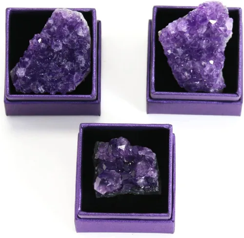Vista 2 de Cristales de amatista, racimos de amatista, cristales de amatesis, cristal de amatesis, cristal morado, piedra de amatista cruda, piedras de cristal