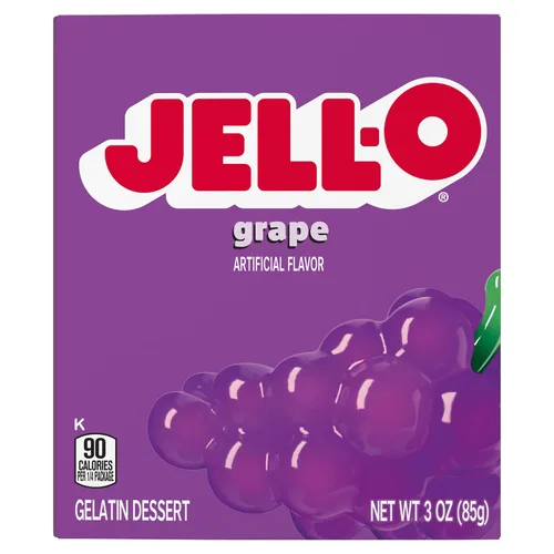 Vista 8 de Jell-O Mezcla de postre de gelatina de uva, caja de 3 onzas