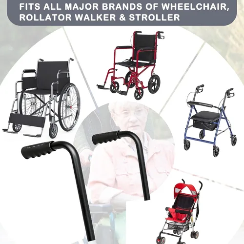 Vista 6 de Extensores de mango para silla de ruedas, (capacidad de peso de 400 libras), accesorios ajustables para sillas de ruedas para adultos, extensor