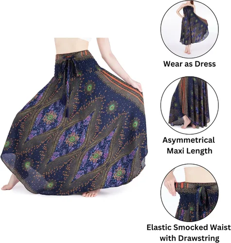 Vista 6 de Lannaclothesdesign - Falda larga para mujer de estilo bohemio, gitano, hippie, ropa de falda boho