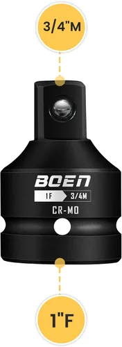 Vista 2 de BOEN Adaptador de enchufe de impacto de 1 "F a 3/4 "M, acero Cr-Mo, juego de adaptadores de enchufe para conversiones de controlador de impacto