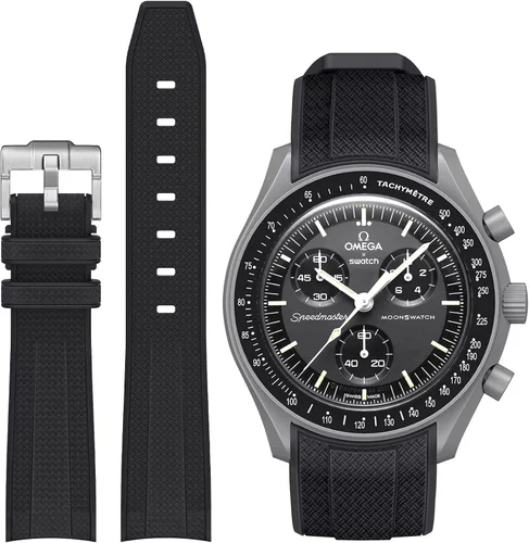 Vista 20 de Correa Stanchev para reloj Moonswatch, correa de silicona suave curvada sin espacio de 20mm para reloj Omega X Swatch Speedmaster, correa