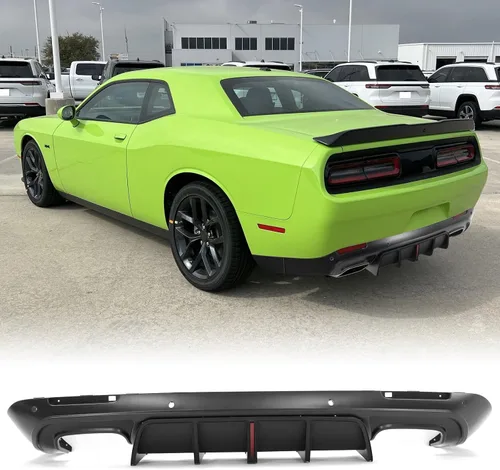 Vista 21 de FREEMOTOR802 Difusor Trasero Compatible con Dodge Challenger 2015-2023, Impresión de Fibra de Carbono PP Moldura de Parachoques Trasero Labio