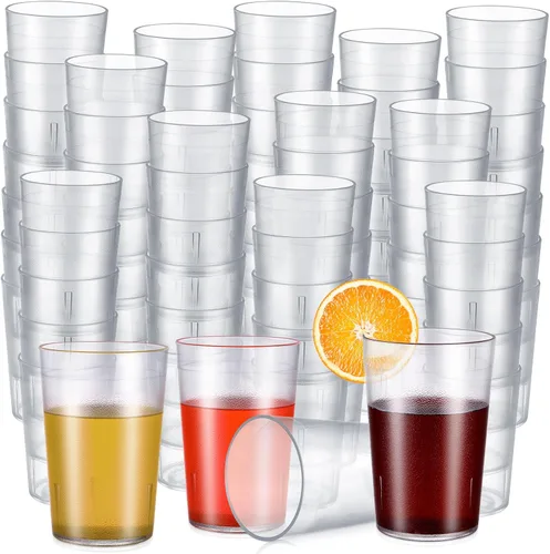 Vista 11 de Meanplan Paquete de 12 vasos de plástico de 8 onzas, vasos reutilizables Transparente