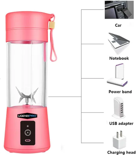 Vista 4 de UgenixPRO® Exprimidor portátil eléctrico USB Mini licuadora y licuados de seis cuchillas, ideal para mezclar licuadora portátil (verde)