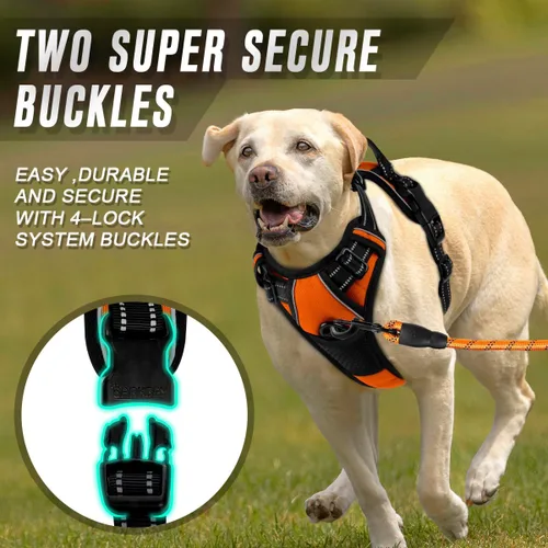 Vista 87 de BARKBAY - Arnés para perro sin tirones con clip frontal, material resistente y reflectante, asa de fácil control para pasear perros grandes