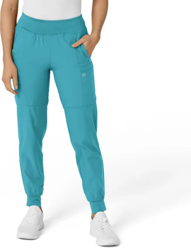 Vista 16 de Pantalón de hospital para mujer con cintura cómoda y estilo jogger, rojo, talla S Negro