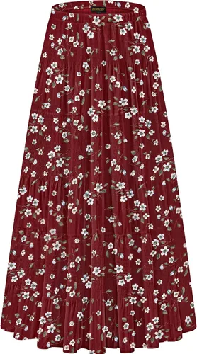 Vista 22 de NASHALYLY - Faldas largas de gasa, acampanadas, plisadas, con cintura alta y elástica para mujer Albaricoque Rosa Floral