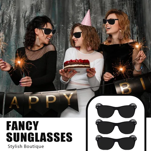 Vista 3 de 50 pares de lentes de sol negros a granel para hombres y mujeres, retro de los años 70 y 90 para adultos, anteojos baratos para suministros
