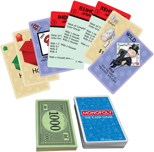 Vista 4 de Winning Moves Monopoly The Card Game Games USA, versión de juego de cartas estilo Rummy del juego más famoso del mundo para 2 a 4 jugadores, a