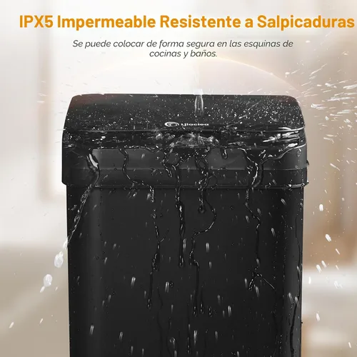Vista 4 de Cubo de Basura Negro para Baño de 2.6 Galones, Basurero con Sensor de Movimiento Automático Sin Contacto, Cubo de Basura Pequeño Inteligente