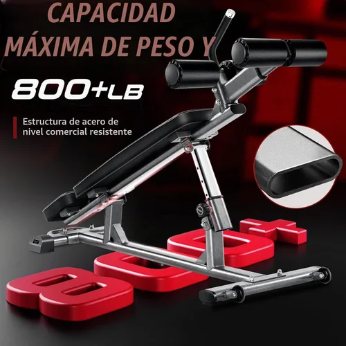 Vista 4 de BODY RHYTHM Banco Profesional para Abdominales con 4 Alturas Ajustables y Mango de Crunch Inverso, Banco de Peso Ajustable y Press de Banca Plano