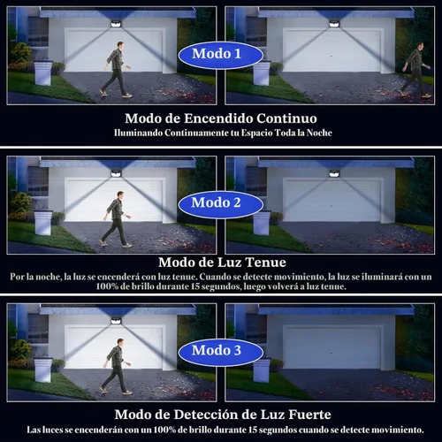 Vista 5 de Paquete de 4 luces solares de pared para exterior, 3 modos y reflector, impermeables, brillantes, 178 led con sensor de movimiento, de seguridad