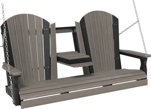 Vista 31 de LuxCraft Adirondack - Columpio colgante para porche delantero de 5 pies con consola abatible, asientos hasta 3, banco de columpio de patio al aire