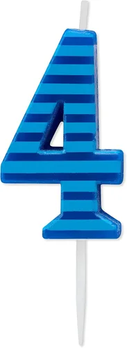 Vista 11 de Papyrus Vela de cumpleaños número 0, rayas azules (1 unidad)