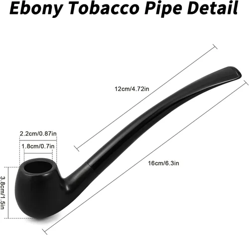 Vista 11 de Joyoldelf Pipa de tabaco, pipa de madera de lujo para fumar con soporte para pipa, tubos de tabaco de ébano para fumar con raspador de pipa, caja