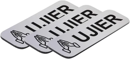 Vista 11 de Ujier - Placa de identificación de 1 x 3, color negro, manos orantes (paquete de 3)