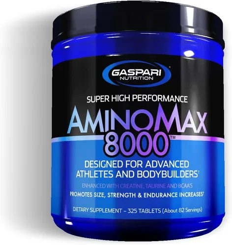 Vista 4 de Gaspari Nutrition AminoMax 8000, Aminoácidos Avanzados para Recuperación Muscular, Creatina, Leucina, Taurina y BCAA (325 Tabletas)