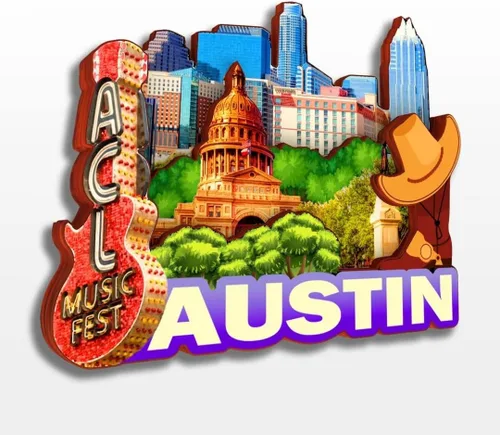 Vista 11 de Imán de madera para nevera de Austin, Texas, Estados Unidos, América, colección de madera 3D, hecho a mano, recuerdos de la ciudad, para viajes