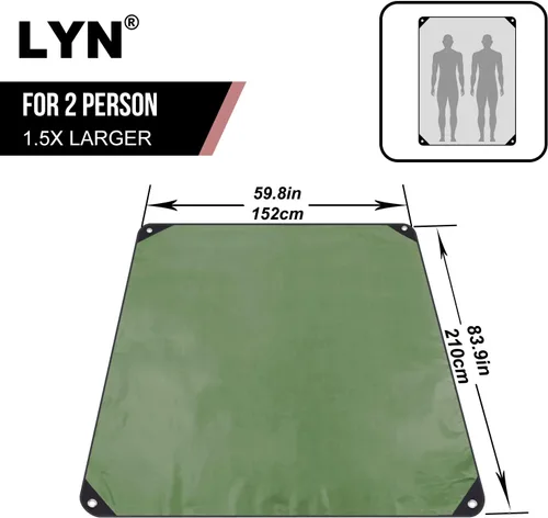 Vista 2 de LYN Manta de emergencia resistente, equipo de supervivencia, impermeable, aislada, lona de emergencia para camping, senderismo, bushcraft