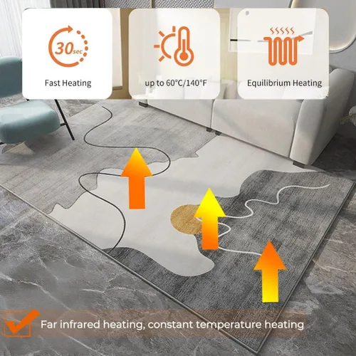 Vista 3 de Electric Heating Carpet Pad,Adjustable Temperature Heated Floor Mat with Auto Shut Off,Electric Heated Large Area Rug with Timerfor Living Room