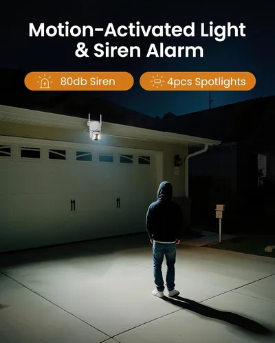 Vista 7 de Anlapus 2 cámaras de seguridad WiFi C281 3MP 2K para exteriores, cámara de seguridad con cable Pan/Tilt de 360°, detección AI, pista automática