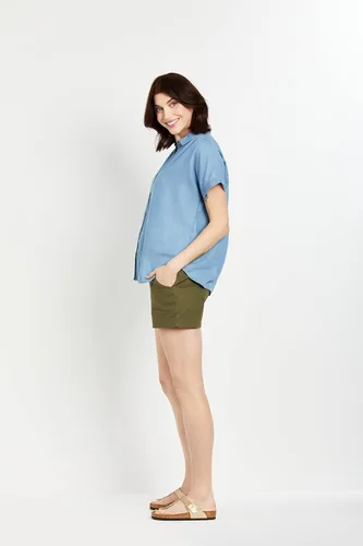 Vista 3 de Motherhood Maternity Pantalón corto de popelina Secret Fit para mujer