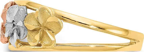 Vista 3 de Sweet Pea - Anillo de 14 K con dos tonos y rodio, satinadopulido con flores