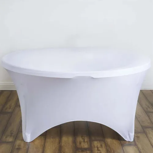 Vista 32 de Efavormart - Mantel rectangular de elastano elástico beige de 4 pies