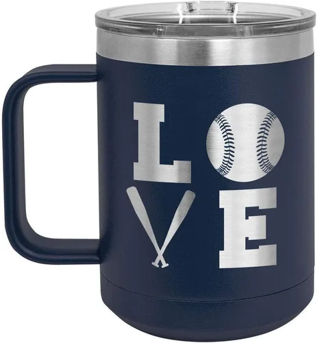 Vista 14 de BASEBALL LOVE CUADRADO Negro 15 oz taza de café w/tapa superior deslizante Taza de café de viaje aislado Ideas de regalo de cumpleaños o Navidad