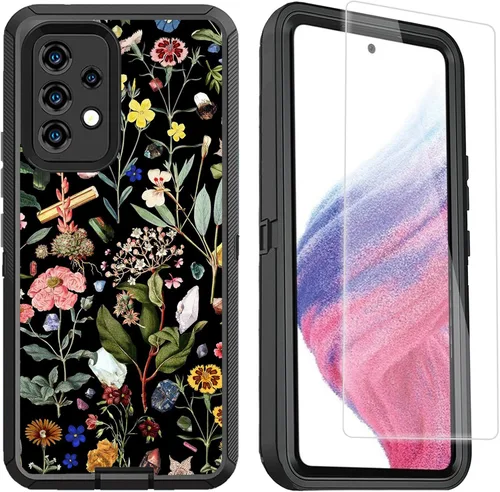 Vista 9 de Funda compatible con Samsung Galaxy A53 5G para mujeres y niñas, diseño de vaca, funda de lujo A53 5G con protector de pantalla, resistente a prueba