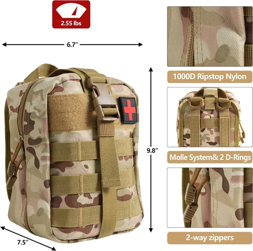 Vista 4 de Kit de primeros auxilios para trauma de emergencia, kit médico IFAK con torniquete, férula de 36 pulgadas, kit de control de sangrado