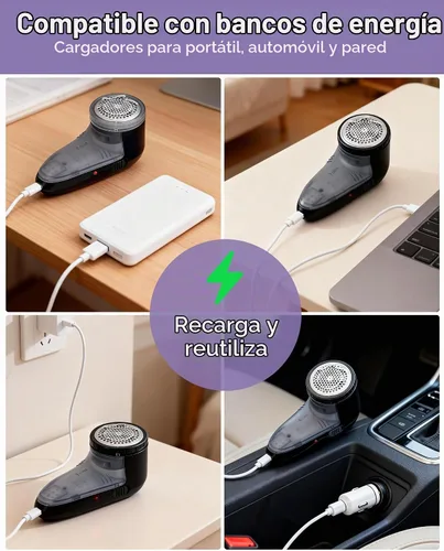 Vista 8 de Ruidla - Afeitadora de pelusas eléctrica, removedor de pelusa recargable para suéteres con cuchillas de acero inoxidable de 3 hojas, doble Negro