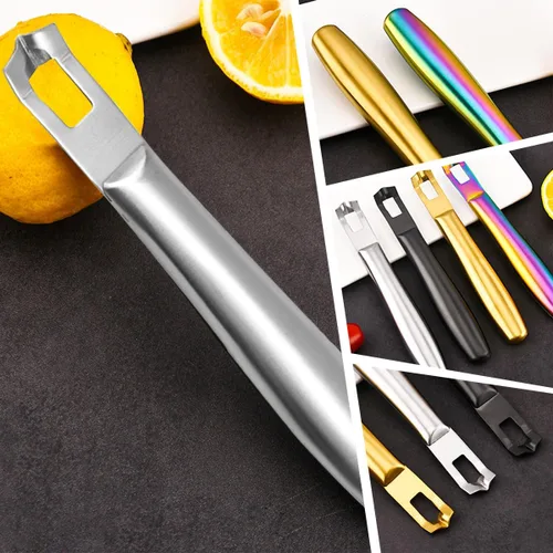 Vista 4 de 3 cuchillos para tallar canal de cóctel, mango de madera de nogal, herramienta para tallar frutas y verduras, hoja de acero inoxidable