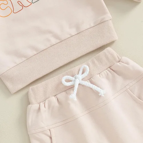 Vista 4 de Lamuusaa Ropa de bebé recién nacido, sudadera con cuello redondo y cuello redondo, 2 piezas, ropa de invierno 0-3T