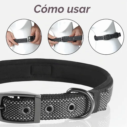 Vista 6 de PetiFine Collares para perros pequeños, collar acolchado de neopreno, collares reflectantes resistentes para mascotas con hebilla de cinturón