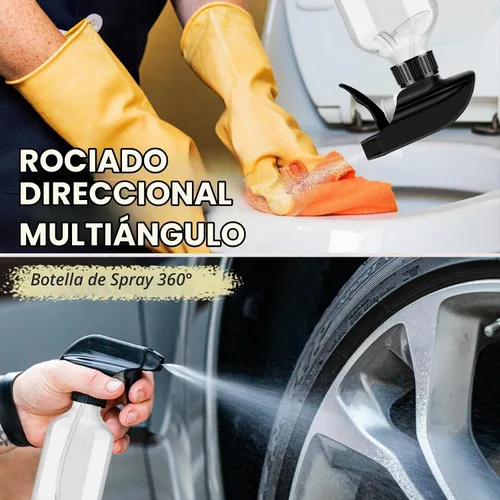 Vista 4 de AMORIX Botellas pulverizadoras de plástico, paquete de 2 botellas rociadoras de agua de 360° para limpieza de 10 onzas / 10.1 fl oz, botella Marrón