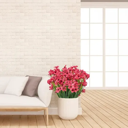 Vista 6 de 6 paquetes de flores artificiales de orquídea, vegetación artificial falsa, resistente a los rayos UV, no se decolora, flores de plástico sintético