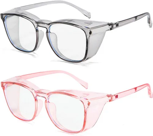 Vista 26 de Gafas de seguridad anti niebla para mujeres y hombres, TR90, lentes de bloqueo de luz azul, transparentes, antiarañazos, protección UV, marco