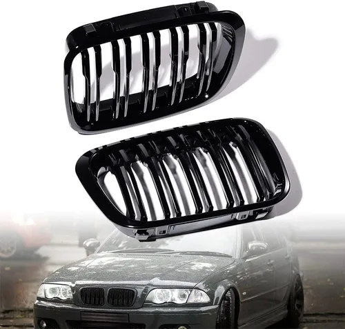 Vista 23 de Izquierda Derecha Rejillas frontales de capó de fibra de carbono compatibles con BMW E46 325Ci 330Ci Coupé Convertible 2003-2006