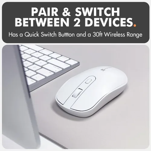 Vista 3 de X9 Performance Ratón USB C inalámbrico con USB y receptor tipo C – Gran mouse inalámbrico para múltiples dispositivos – 2.4G RF blanco USB tipo C