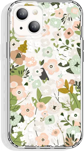 Vista 45 de GYZYA Funda transparente para iPhone 14 y iPhone 13 de 6.1 pulgadas con diseño de patrón, funda protectora delgada de TPU + parachoques a prueba