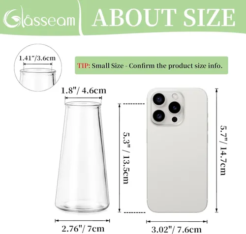 Vista 2 de Glasseam Jarrones de flores transparentes para centros de mesa: moderno juego de 12 jarrones de cristal para bodas, fiestas, centros de mesa