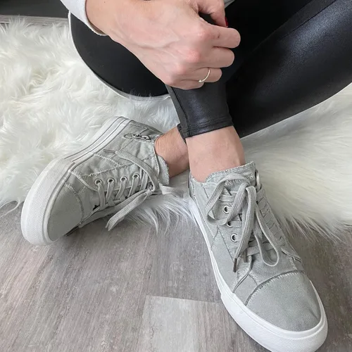 Vista 3 de JENN ARDOR Zapatos deportivos de cuña para mujer, zapatos de lona de moda, plataforma casual, tacón oculto, sin cordones, con cremallera lateral